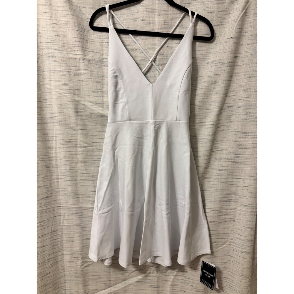 Abercrombie & Fitch White Open Back Cross Strap Fit and Flare Mini Dress ML